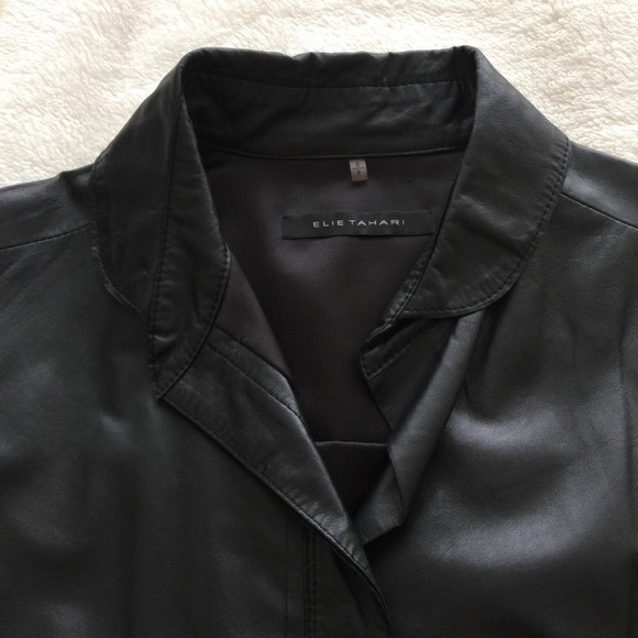 Elie Tahari Black Lambskin Leather Shirt/Jacket S - Picture 2 of 4